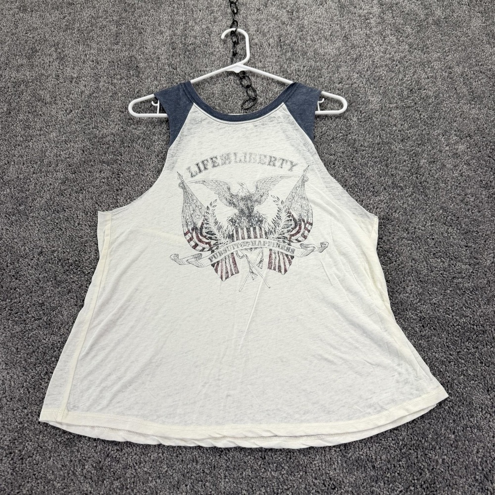 Others Follow Tank Top Womens Medium White Life Liberty Eagle Patriotic USA